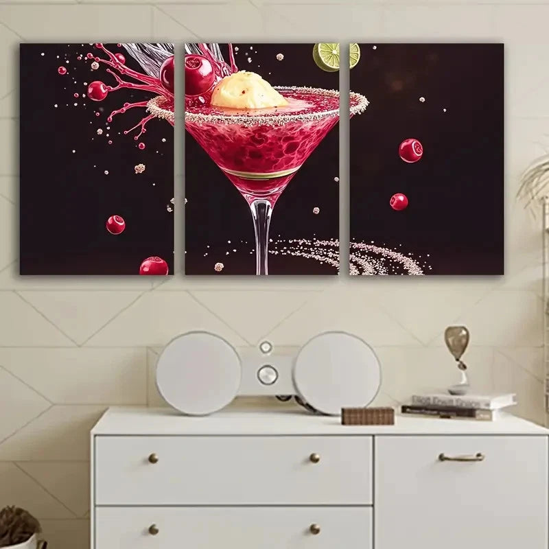 3pcs Fresh Fruit Strawberries And Lime Wall Art Set Canvas Framed 60x90cm - High Quality Print 100% Australian Made Wall Canvas Ready to Hang - Bella Home Decor