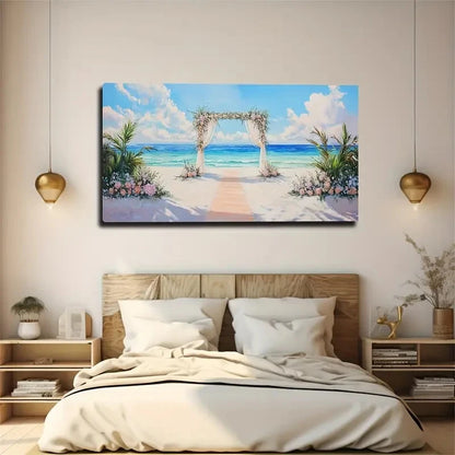 The Wedding Arch By The Seaside Wall Art Canvas Office Home Room Framed 120x60cm