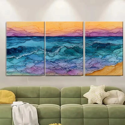 3pcs Sunrise Sea Beach Seascape Tropical Ocean Metal Print Ready to Hang Art