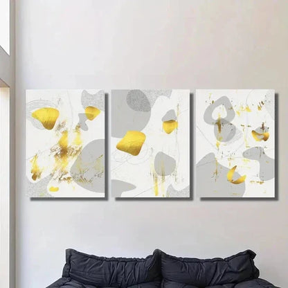 3pcs Geometric Wall Decor with Golden Gray Wall Art Canvas Unframed - High Quality Print 100% Australian Made Wall Canvas - Bella Home Decor