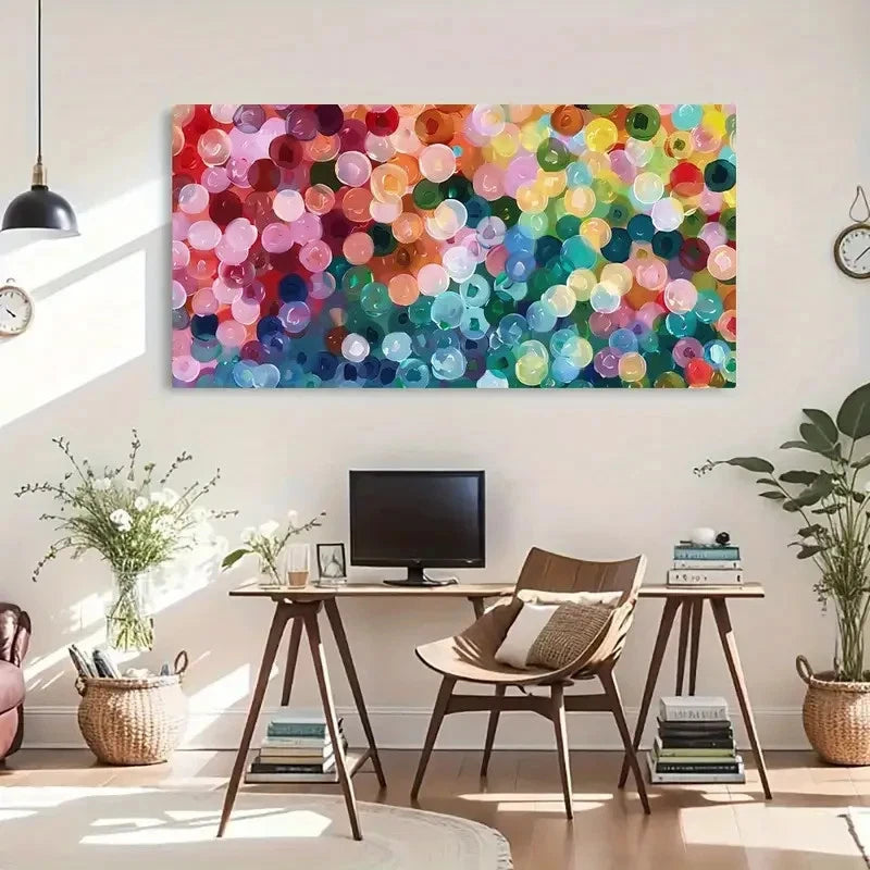 Colorful Bubbles World Circles Wall Art Canvas Office Home Room Framed 120x60cm - Bella Home Decor