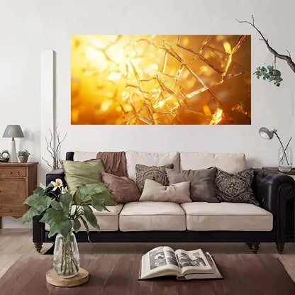 Yellow Abstract Pattern Shine Wall Art Canvas Office Home Room Framed 120x60cm