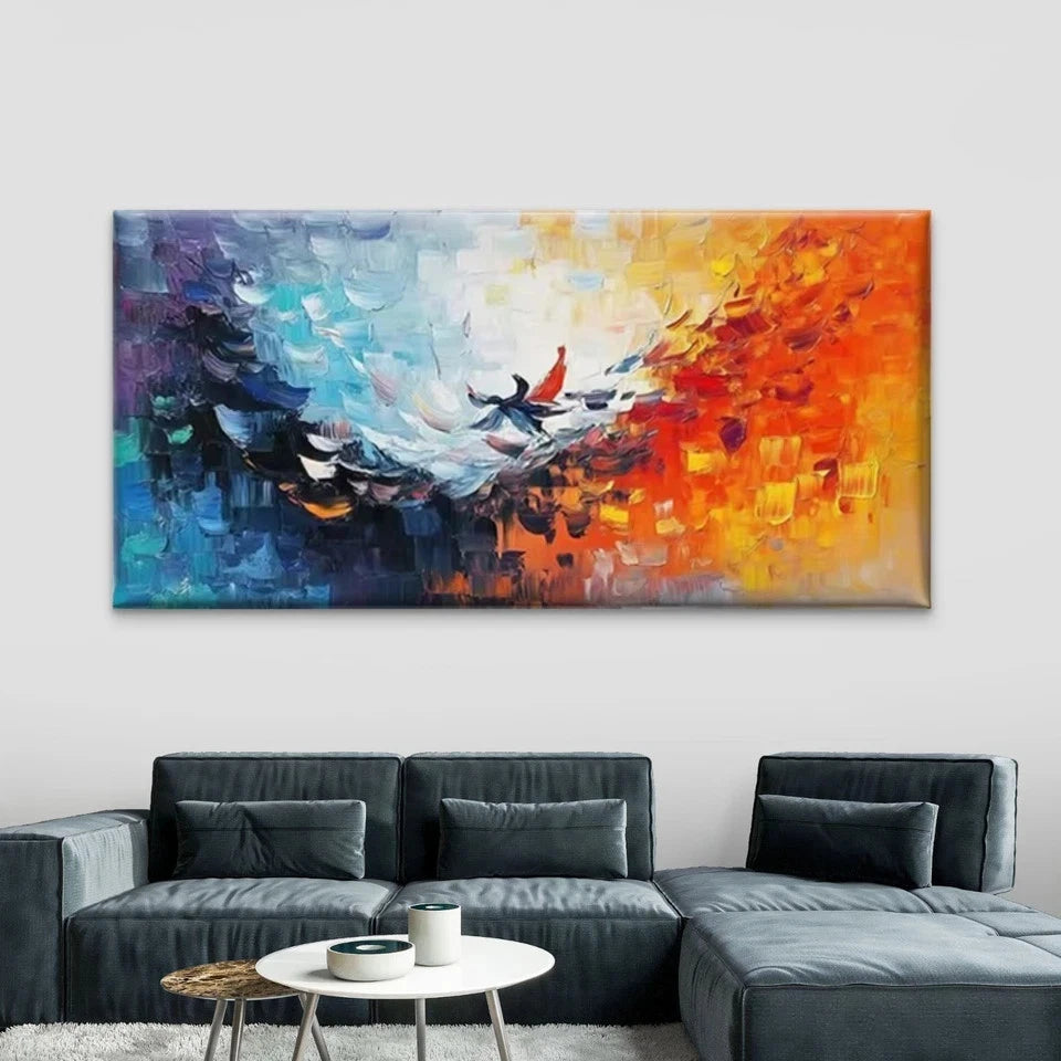 Modern Abstract Bird Painting Wall Art Canvas Office Home Room Framed 120x60cm