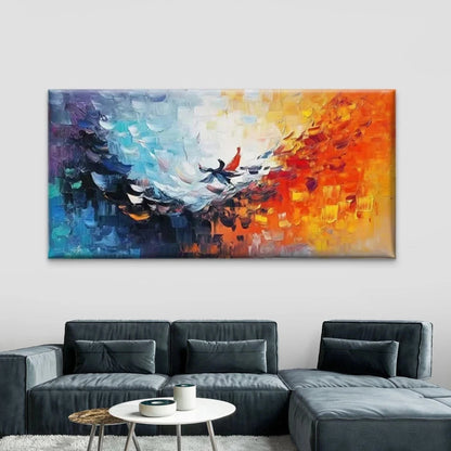 Modern Abstract Bird Painting Wall Art Canvas Office Home Room Framed 120x60cm