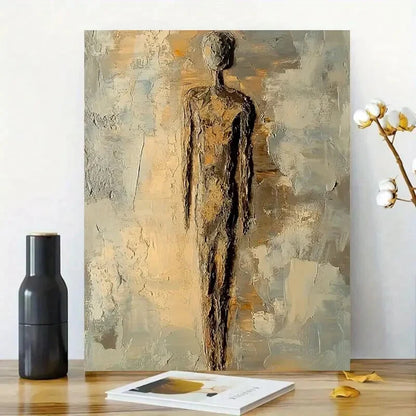 Abstract Oil Painting of an Antique Stone Figure 40x60cm Metal Print Ready to Hang - Bella Home Decor