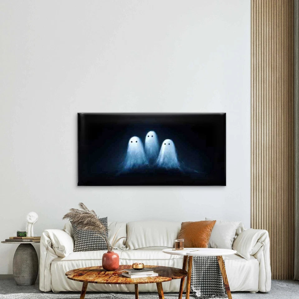 Glowing Ghosts with Glowing Ink Wall Art Canvas Office Home Room Framed 120x60cm - Bella Home Decor