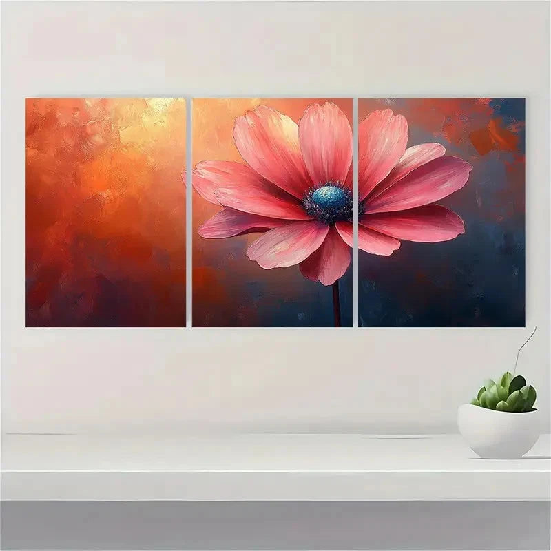 3pcs Painting Print Pink Flower Art  W   Wall Art Set Canvas Framed 50x70cm - High Quality Print 100% Australian Made Wall Canvas Ready to Hang - Bella Home Decor