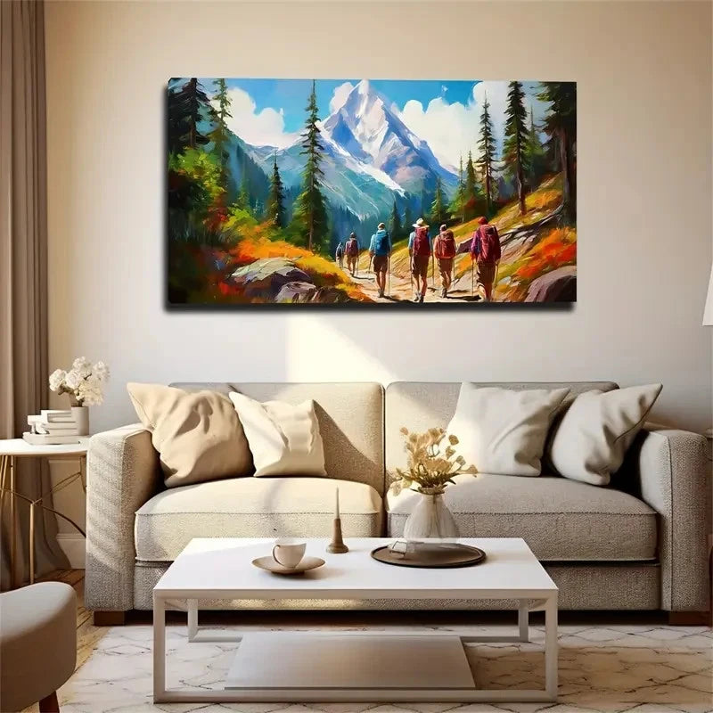 Courageous Climbers Mountain Wall Art Canvas Office Home Room Framed 120x60cm
