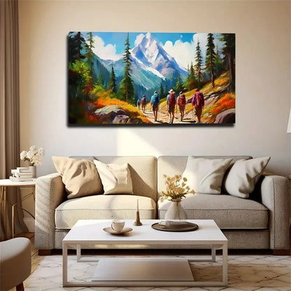 Courageous Climbers Mountain Wall Art Canvas Office Home Room Framed 120x60cm