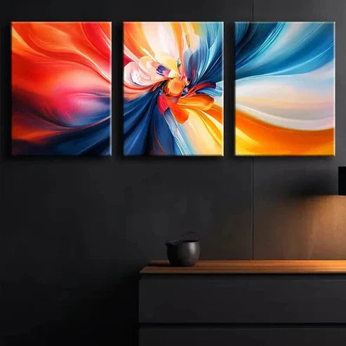 3pcs Colorful Swirling Vortex of Colors Perfect Wall Art Set Canvas Unframed - High Quality Print 100% Australian Made Wall Canvas - Bella Home Decor