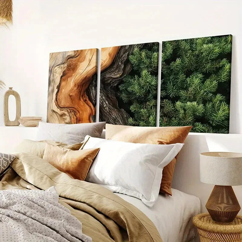 3pcs Pine Branches, Natural Beauty Wall Art Set Canvas Framed 60x90cm - High Quality Print 100% Australian Made Wall Canvas Ready to Hang - Bella Home Decor