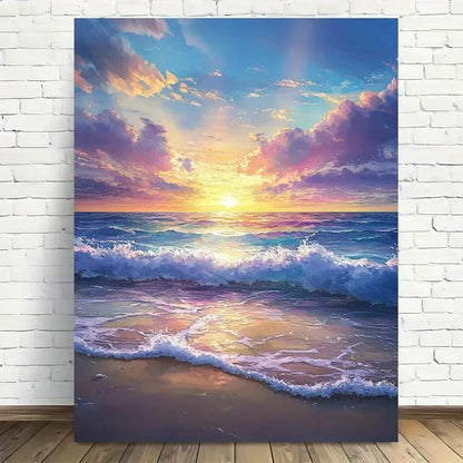 Beautiful Ocean Sunset Serenity Painting 40x60cm Metal Print Ready to Hang