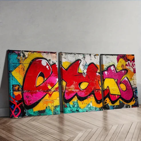 3pcs Colorful Graffiti on Rooftops Perfect Wall Art Set Canvas Unframed - High Quality Print 100% Australian Made Wall Canvas - Bella Home Decor