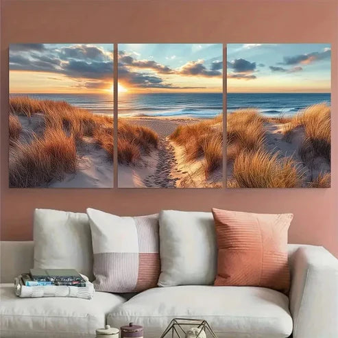 3pcs Ditch Plains Beach Montauk – Wall Art Canvas Unframed – High Quality Print 100% Australian Made Wall Canvas - Bella Home Decor