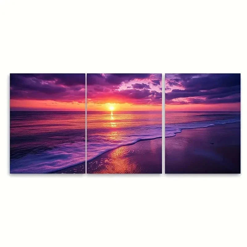3pcs Twilight Sunrise Sunset Long Calm GI   Wall Art Set Canvas Framed 50x70cm - High Quality Print 100% Australian Made Wall Canvas Ready to Hang - Bella Home Decor