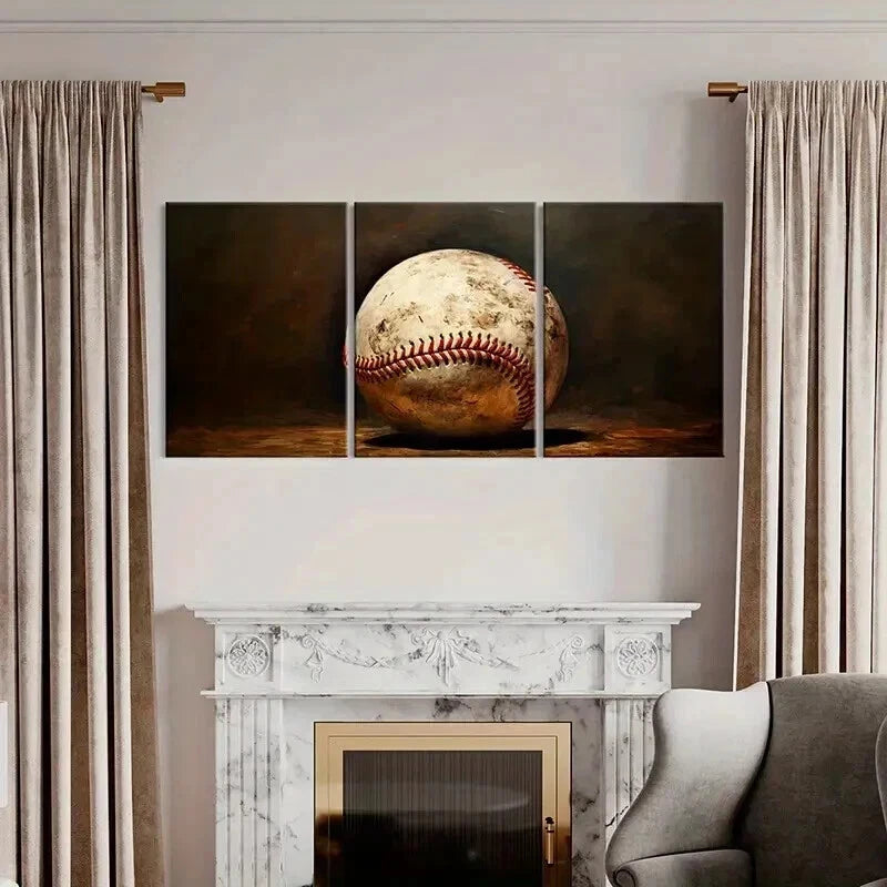 3pcs Abstract Aesthetic Baseball Decor Wall Art Set Canvas Framed 40x60cm - High Quality Print 100% Australian Made Wall Canvas Ready to Hang - Bella Home Decor
