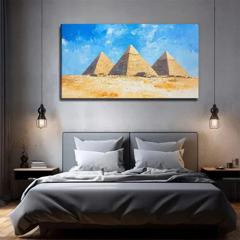 Egyptian Pyramid Modern Wall Art Canvas Office Home Room Framed 120x60cm