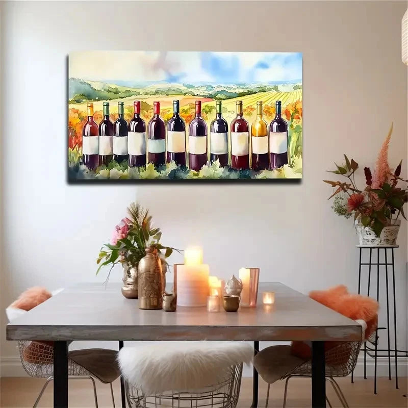 Nordic Minimalist Modern Wine Wall Art Canvas Office Home Room Framed 120x60cm - Bella Home Decor