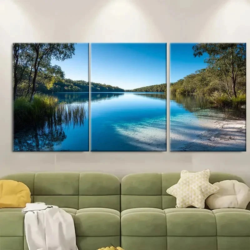 3pcs Lake Mckenzie Scenic Travel Print Australia Wall Art Set Canvas Framed 60x90cm - High Quality Print 100% Australian Made Wall Canvas Ready to Hang