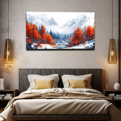 Majestic Snow-Covered Mountains Wall Art Canvas Office Home Room Framed 120x60cm - Bella Home Decor