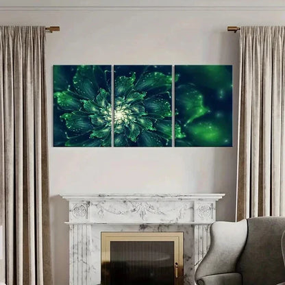 3pcs Green Flowers Abstract Floral Decoration Wall Art Canvas Unframed - High Quality Print 100% Australian Made Wall Canvas