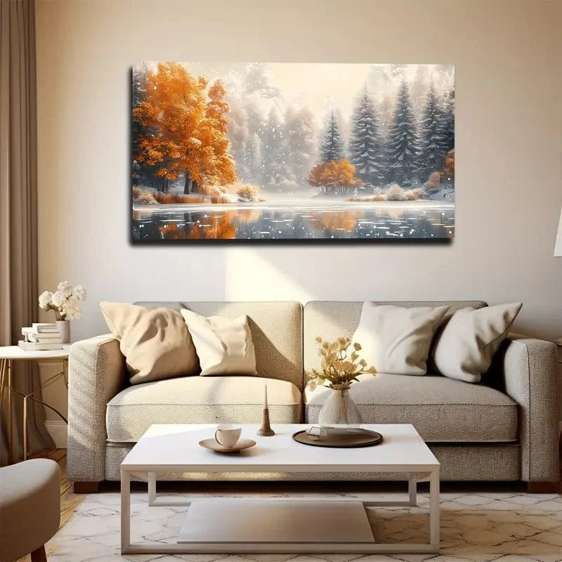 Winter Maple Forest Suitable Wall Art canvas office home room framed 120x60cm