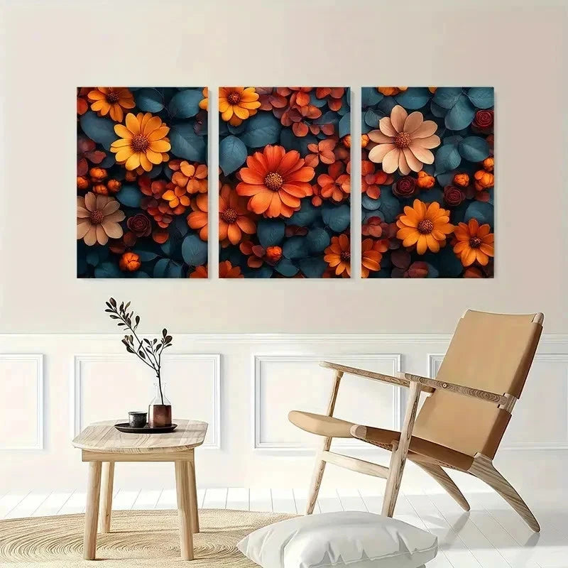 3pcs Fall Flower Nature Colorful Perfect Wall Art Set Canvas Framed 40x60cm - High Quality Print 100% Australian Made Wall Canvas Ready to Hang - Bella Home Decor