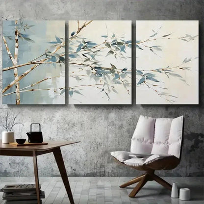 3pcs Bamboo Branches Tranquil Nature Metal Print Ready to Hang Art - Bella Home Decor
