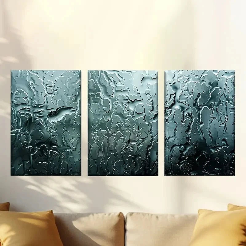 3pcs Interesting window dew drops Wall Art Set Canvas Framed 60x90cm - High Quality Print 100% Australian Made Wall Canvas Ready to Hang