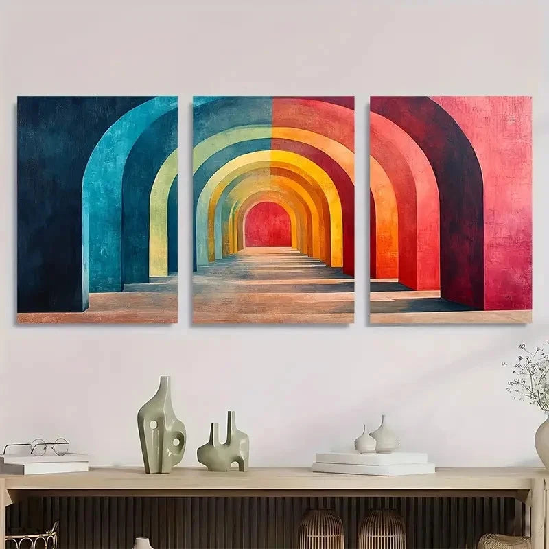 3pcs Arches Abstract Shape Dustin Way Perfect Wall Art Set Canvas Framed 40x60cm - High Quality Print 100% Australian Made Wall Canvas Ready to Hang - Bella Home Decor