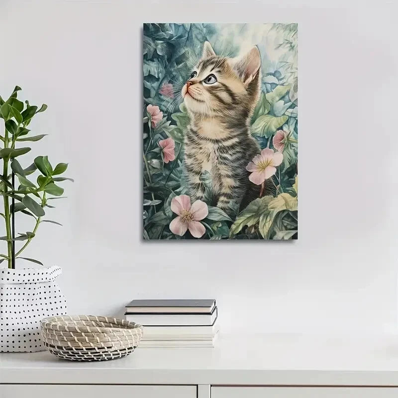 Charming American Shorthair Kitten Painting 40x60cm Metal Print Ready to Hang