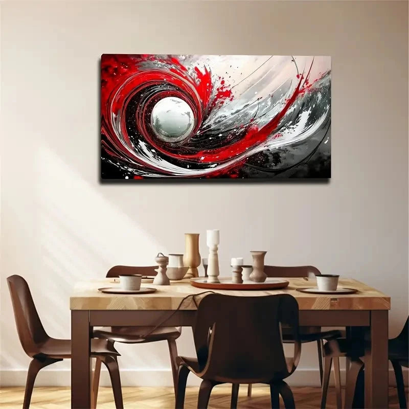 Black & White Vortex Design Wall Art canvas office home room framed 120x60cm - Bella Home Decor