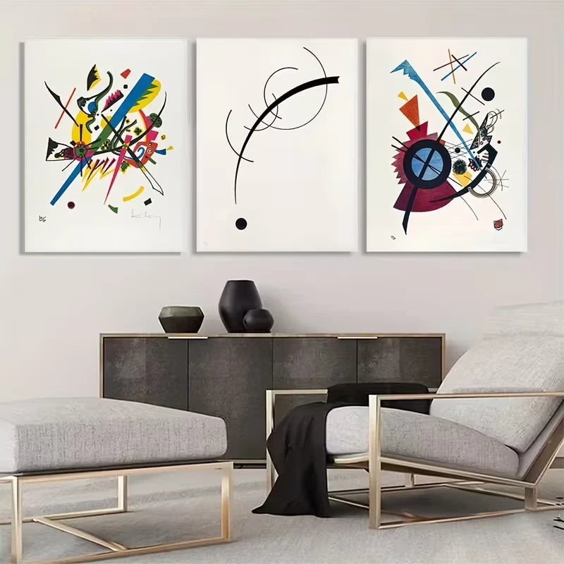 3pcs Vasilly Kandinsky Abstract Wall Art Set Canvas Framed 60x90cm - High Quality Print 100% Australian Made Wall Canvas Ready to Hang