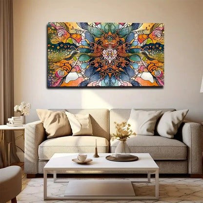 Mandala Vibrant Abstract Wall Art Canvas Office Home Room Framed 120x60cm