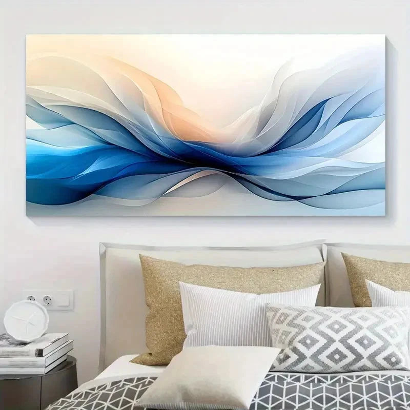 Modern Abstract Wave Decor Wall Art Canvas Office Home Room Framed 120x60cm