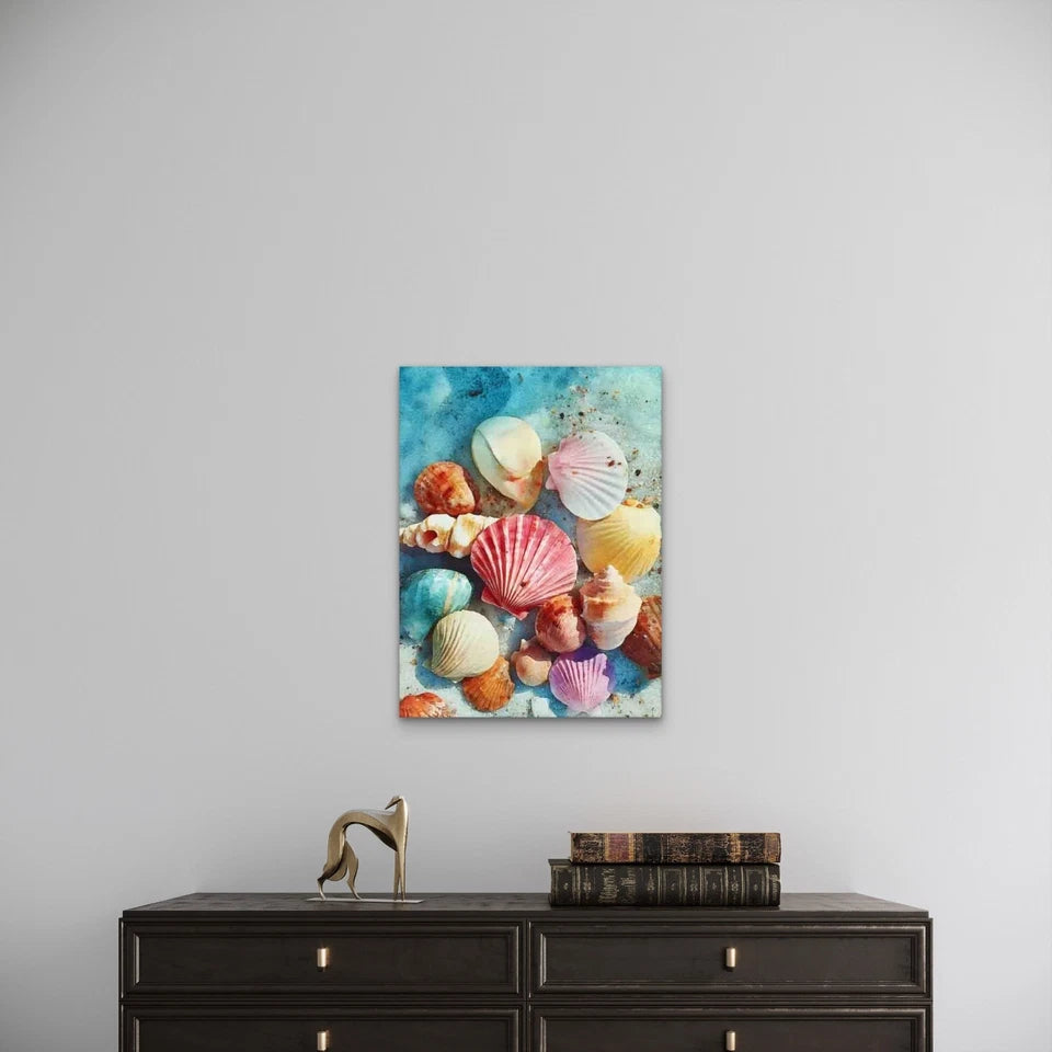 Watercolor Beach Sea Shells Metal Print Ready to Hang