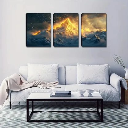 3pcs Clouds Pierced By Golden Light  Wall Art Set Canvas Unframed - High Quality Print 100% Australian Made Wall Canvas - Bella Home Decor