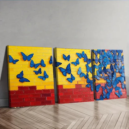 3pcs Vibrant Butterflies Design Nature Perfect Wall Art Set Canvas Unframed - High Quality Print 100% Australian Made Wall Canvas