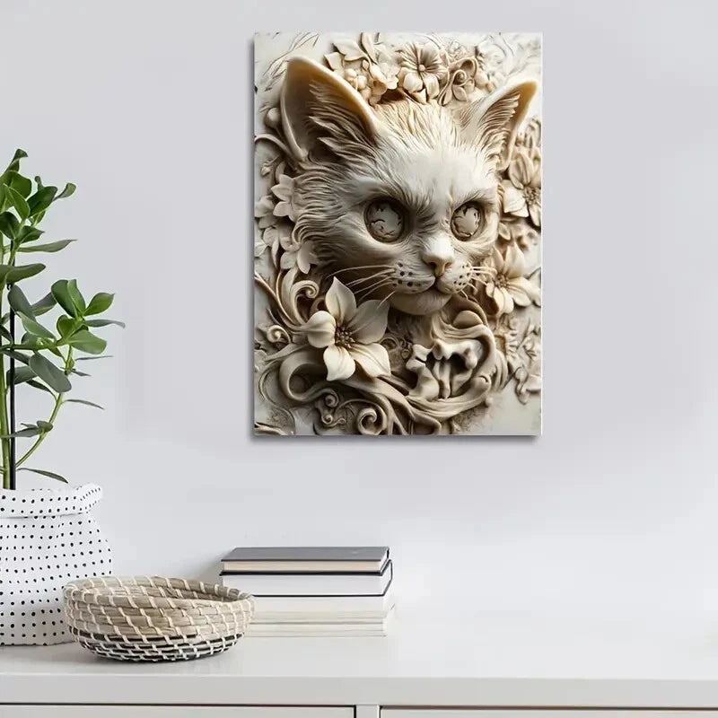 Skull Kitty Design by Hellocloudy Heart Blossoms 40x60cm Metal Print Ready to Hang - Bella Home Decor