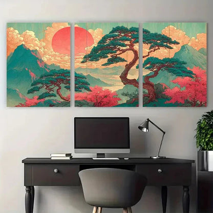 3pcs Vintage Japanese Minimalist Wall Art Canvas Unframed - High Quality Print 100% Australian Made Wall Canvas