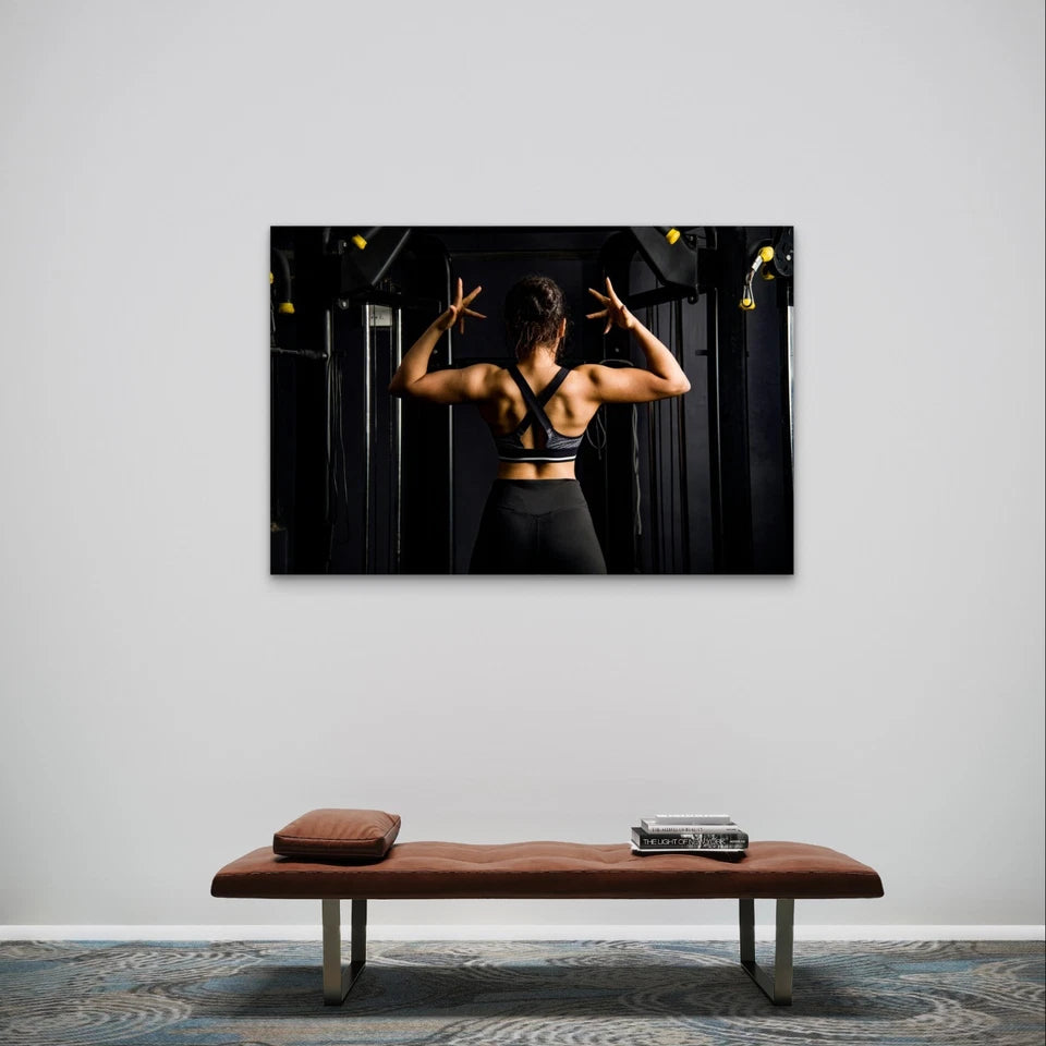 Gym Motivation Back Muscle Woman 5mm Plastic Poster Ready to Hang 90x60cm