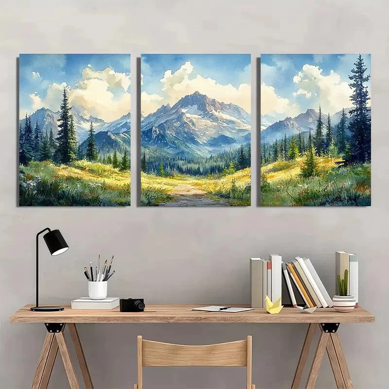 3pcs Mount Rainier Mountain Nature Perfect Wall Art Set Canvas Framed 40x60cm - High Quality Print 100% Australian Made Wall Canvas Ready to Hang - Bella Home Decor
