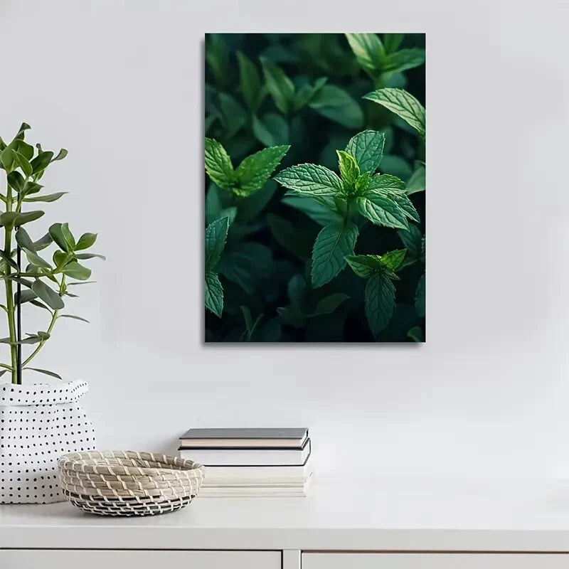 Beautiful Green Herb Garden Scene Painting 40x60cm Metal Print Ready to Hang - Bella Home Decor