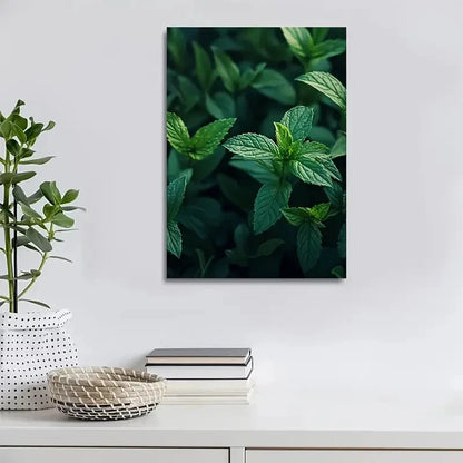 Beautiful Green Herb Garden Scene Painting 40x60cm Metal Print Ready to Hang - Bella Home Decor