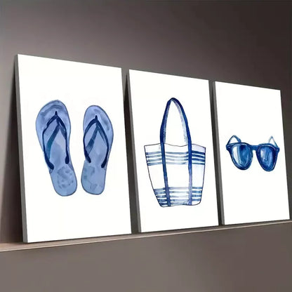 3pcs Simple Style Fashion Daily Necessities Wall Art Set Canvas Framed 50x70cm - High Quality Print 100% Australian Made Wall Canvas Ready to Hang