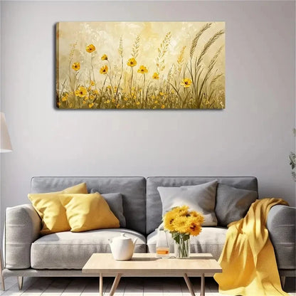 Vibrant Yellow and Green Wall Art canvas office home room framed 120x60cm - Bella Home Decor
