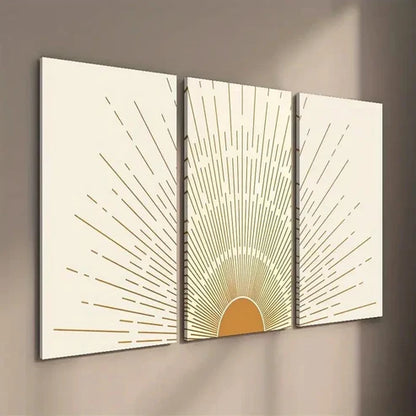 3pcs Abstract Geometric Sun Wall Art Set Canvas Unframed - High Quality Print 100% Australian Made Wall Canvas - Bella Home Decor
