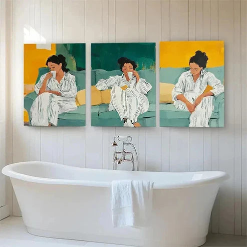 3pcs Modern Cozy Morning Relaxation Perfect Wall Art Canvas Unframed - High Quality Print 100% Australian Made Wall Canvas