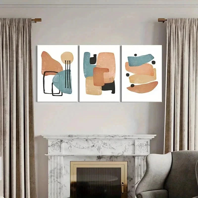 3pcs Abstract Modern Geometric Decoration Wall Art Set Canvas Framed 40x60cm - High Quality Print 100% Australian Made Wall Canvas Ready to Hang - Bella Home Decor