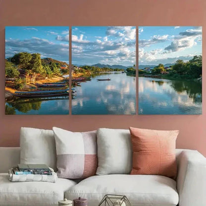 3pcs Thai Village Scenery Traditional PerfectWall Art Canvas Unframed – High Quality Print 100% Australian Made Wall Canvas - Bella Home Decor
